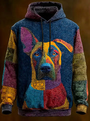 Vintage Patchwork Hunde druck Kunst Casual Hoodie