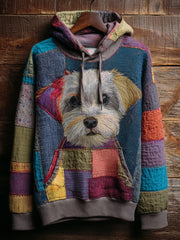 Vintage Patchwork Hunde druck Kunst Casual Hoodie