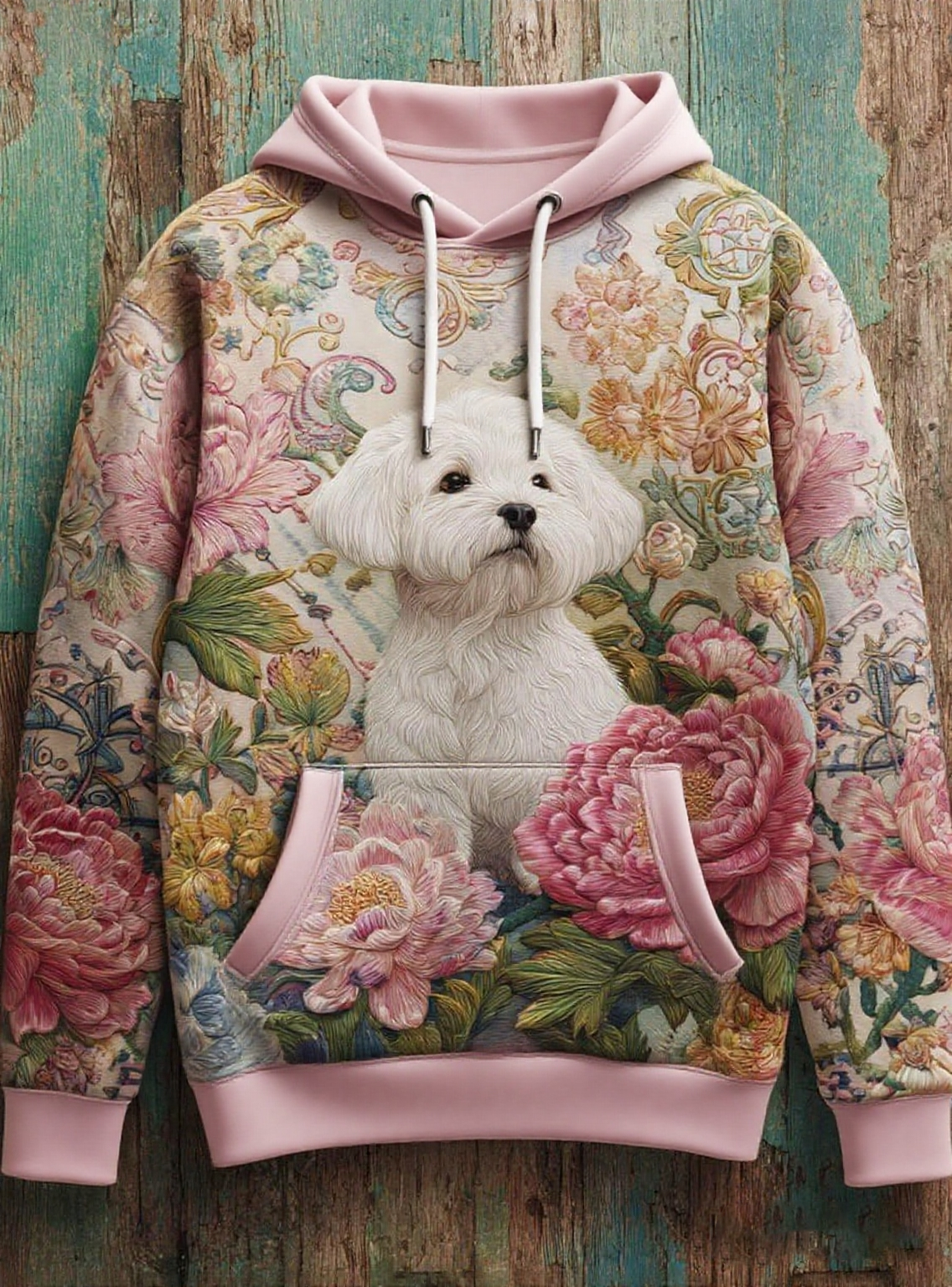 Vintage Hunde druck Kunst Casual Hoodie
