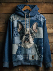 Denim Dog Print Kunst Casual Hoodie