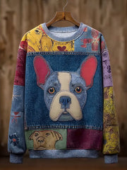 Damen-Jeans-Hunde-Print lässig Sweatshirt