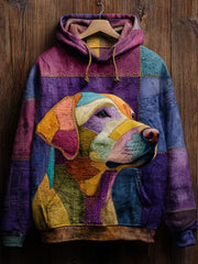 Vintage Patchwork Hunde druck Kunst Casual Hoodie