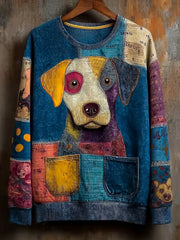 Damen-Jeans-Hunde-Print lässig Sweatshirt