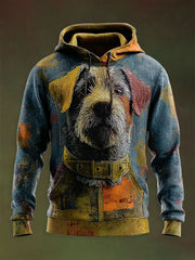 Vintage Patchwork Hunde druck Kunst Casual Hoodie