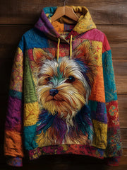 Vintage Patchwork Hunde druck Kunst Casual Hoodie
