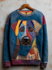 Damen-Jeans-Hunde-Print lässig Sweatshirt