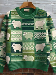 Damen niedliches Schaf muster Gemütlicher Strick pullover