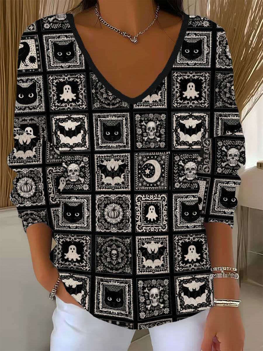 Damen Halloween Print Casual Top