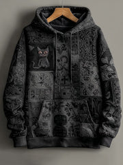 Vintage Halloween Schwarzer Katzen druck Kunst Casual Hoodie