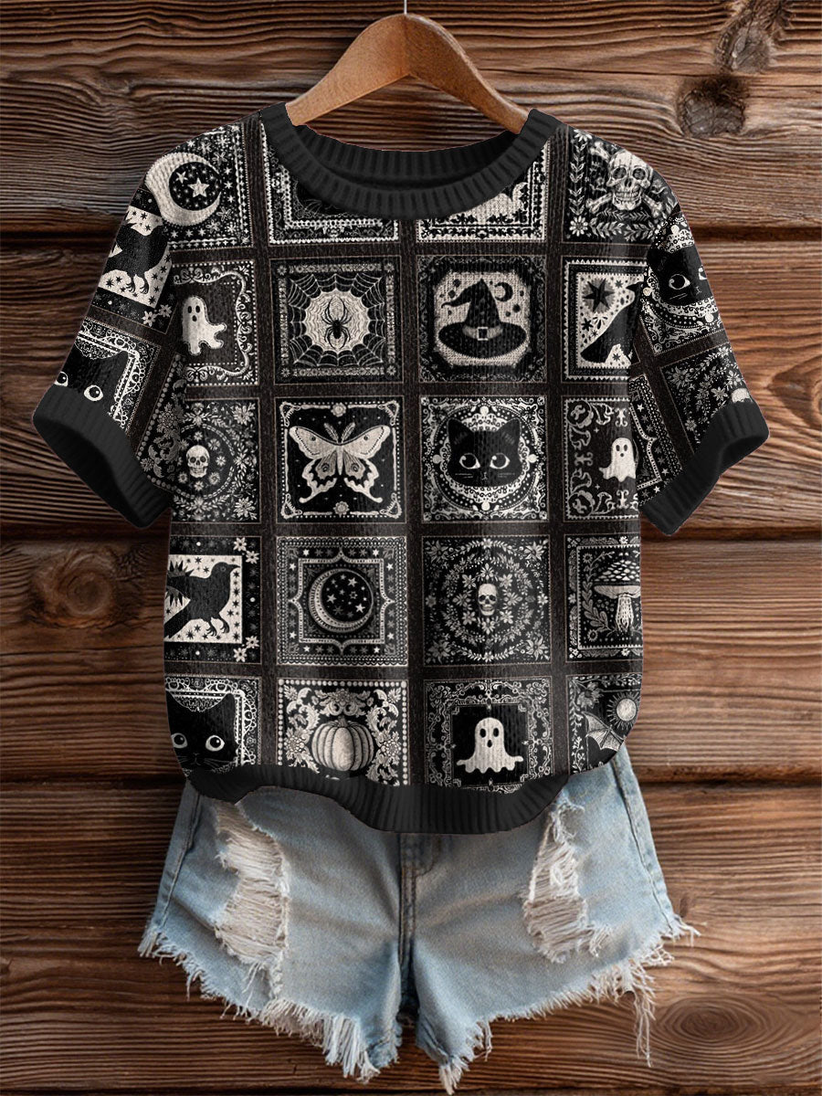Damen Halloween Print Casual T-Shirt
