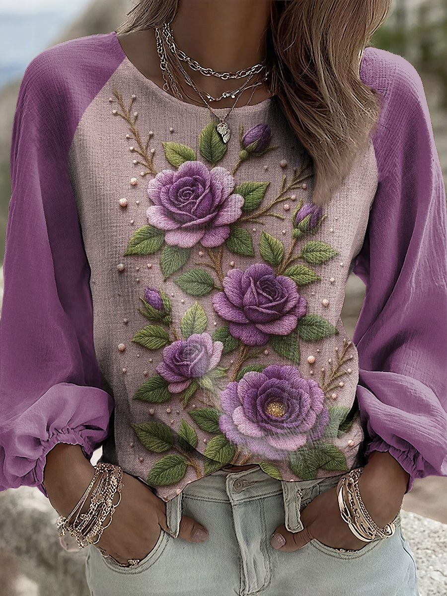 Women's Purple Flora Art Top