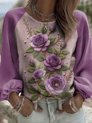 Women's Purple Flora Art Top