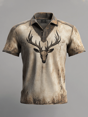 Herren Retro Western Style Elk Art bedruckte Freizeit-Tops