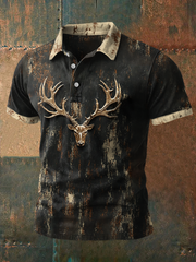 Herren Retro Western Style Elk Art bedruckte Freizeit-Tops