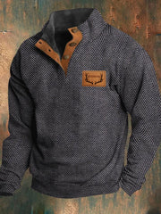 Westliche Jagd-Enthusiast Jacquard Fischgräten-Design-Ständer kragen-Sweatshirt