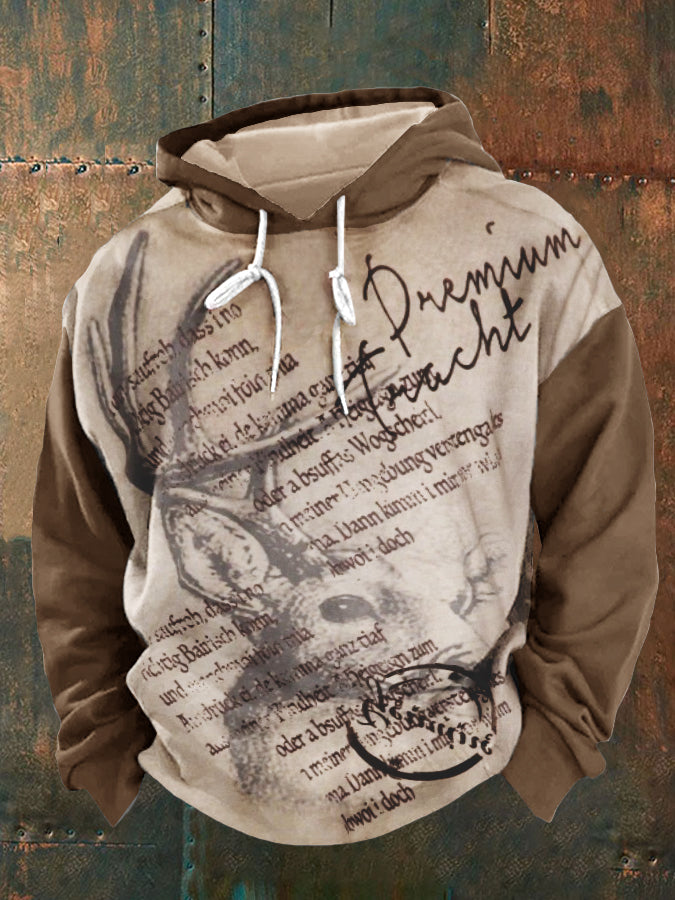 Herren Vintage Hirschjagd grafik Übergroßes Kapuzen-Sweatshirt