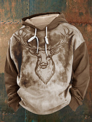 Herren Vintage Hirschjagd grafik Übergroßes Kapuzen-Sweatshirt