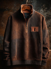Herren Retro Western Deer Geweih Print Casual Reiß verschluss Sweatshirt