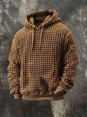 Langärmliger Kapuzen pullover mit Taschen für Herren Retro 3D-Textur