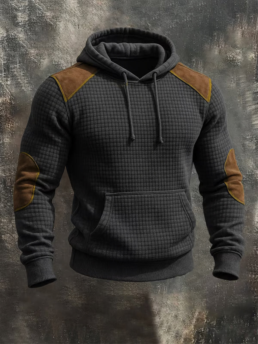 Herren Retro Western 3D Textur Casual Lang ärmel ige Kapuze