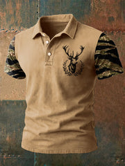 Herren Retro Western Deer Head Leopard Print Casual Top
