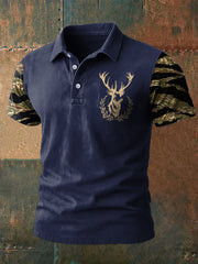 Herren Retro Western Deer Head Leopard Print Casual Top
