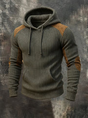 Langärmliger Kapuzen pullover mit Taschen für Herren Retro 3D-Textur