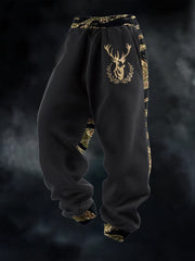 Herren Retro Western Deer Head Leopard Print Freizeit hosen