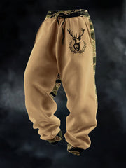 Herren Retro Western Deer Head Leopard Print Freizeit hosen