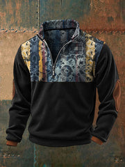 Retro-Kunst bedrucktes Sweatshirt im westlichen Stil für Herren