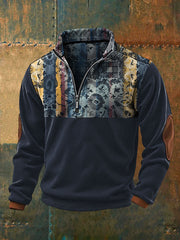 Retro-Kunst bedrucktes Sweatshirt im westlichen Stil für Herren