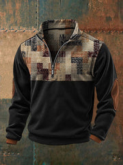 Retro-Kunst bedrucktes Sweatshirt im westlichen Stil für Herren