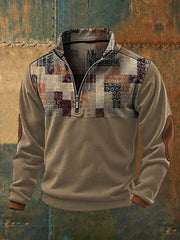 Retro-Kunst bedrucktes Sweatshirt im westlichen Stil für Herren