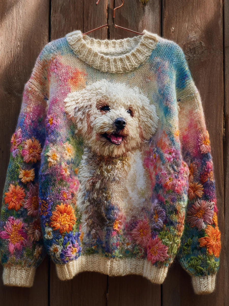 Damen Herbst Hund Kunstdruck Sweatshirt