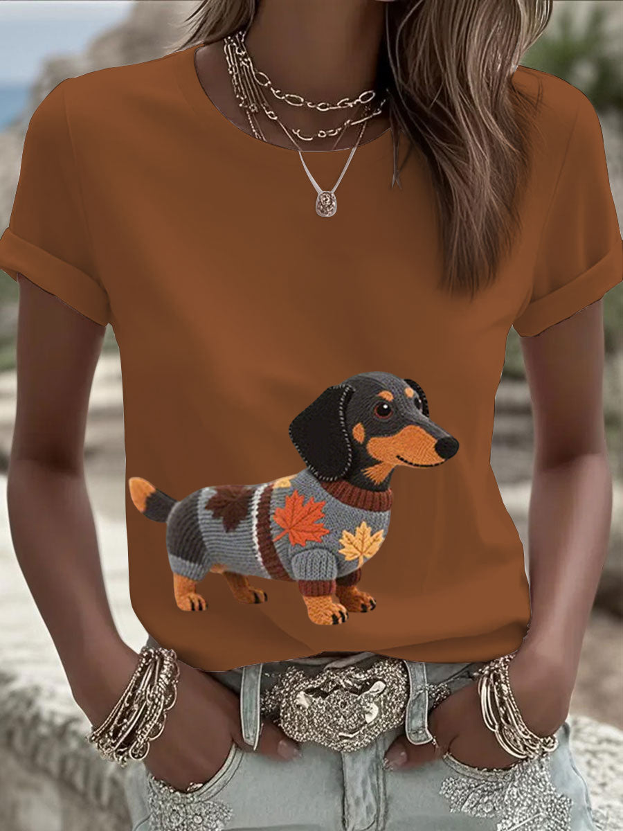 Damen Herbst Hund Kunstdruck Langarm Sweatshirt