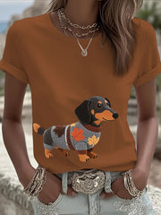 Damen Herbst Hund Kunstdruck Langarm Sweatshirt
