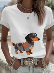 Damen Herbst Hund Kunstdruck Langarm Sweatshirt