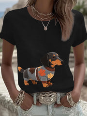 Damen Herbst Hund Kunstdruck Langarm Sweatshirt