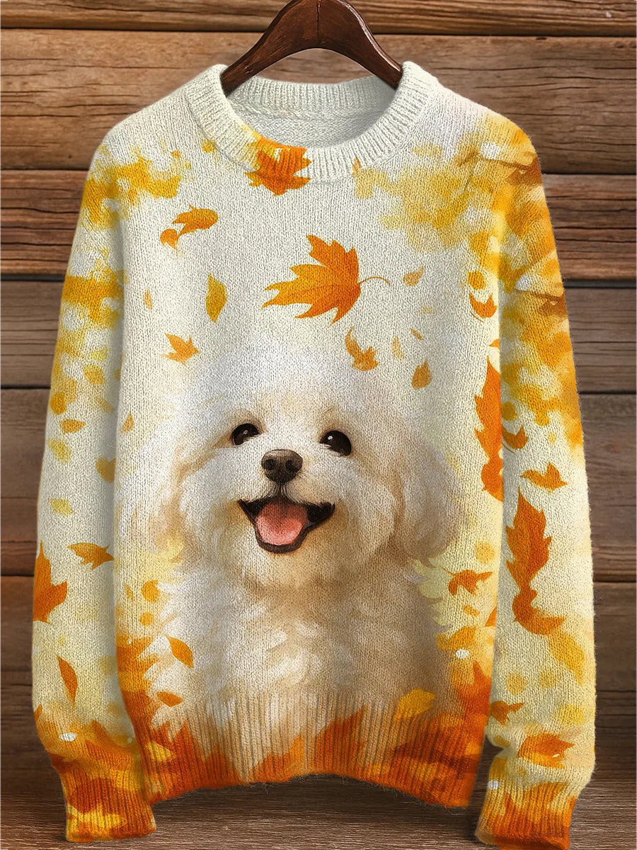 Damen Herbst Hund Kunstdruck Sweatshirt