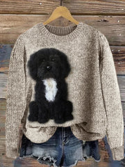 Frauen Fuzzy Hunde wolle Kunst Gemütliche Strick pullover