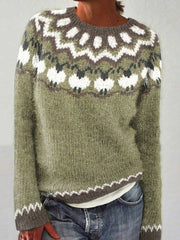 Frauen Isländischer Pullover, Rundhals, lockerer Pullover