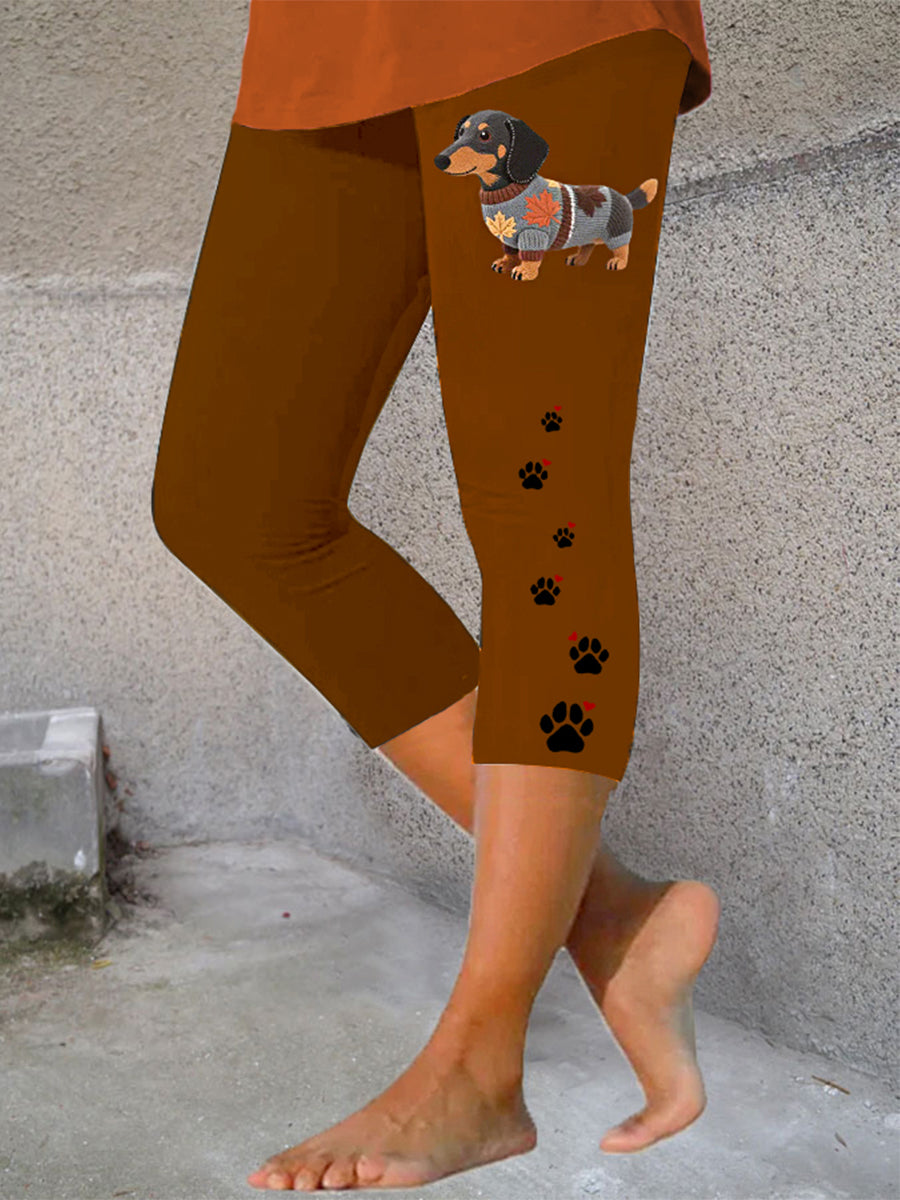 Frauen Herbst Hund Kunstdruck Sieben-Minuten-Unterteile
