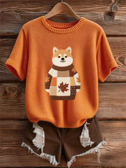 Damen-T-Shirt mit kurzen Ärmeln für Hunde kunst, O-Ausschnitt