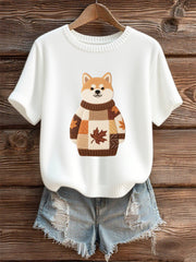 Damen-T-Shirt mit kurzen Ärmeln für Hunde kunst, O-Ausschnitt