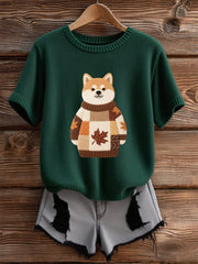 Damen-T-Shirt mit kurzen Ärmeln für Hunde kunst, O-Ausschnitt