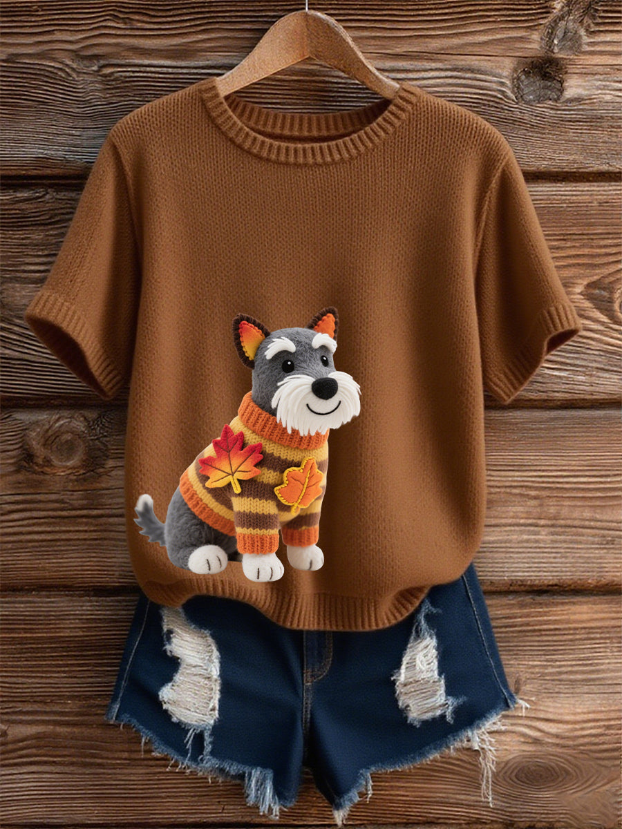 Damen-T-Shirt mit kurzen Ärmeln für Hunde kunst, O-Ausschnitt