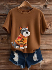 Damen-T-Shirt mit kurzen Ärmeln für Hunde kunst, O-Ausschnitt