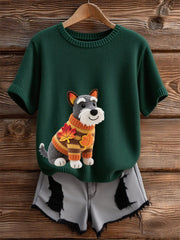 Damen-T-Shirt mit kurzen Ärmeln für Hunde kunst, O-Ausschnitt