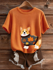 Damen-T-Shirt mit kurzen Ärmeln für Hunde kunst, O-Ausschnitt
