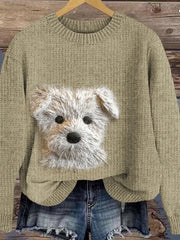 Damen niedlicher West Highland Terrier Hunde stickerei Kunst Gemütlicher Pullover
